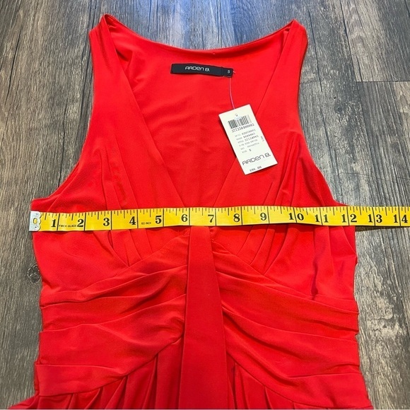 NWT Arden B Red V Neck A Line plunged sleeveless Pleated Cocktail Dress Party S - Picture 11 of 13